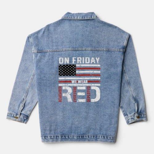 I Wear Red For My Son Red Friday Soldier Military  Denim Jacket