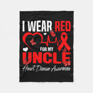 I Wear Red For My Uncle Heart Disease Awareness Da Fleece Blanket