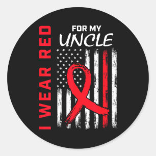 I Wear Red For My Uncle Heart Disease Awareness Fl Classic Round Sticker