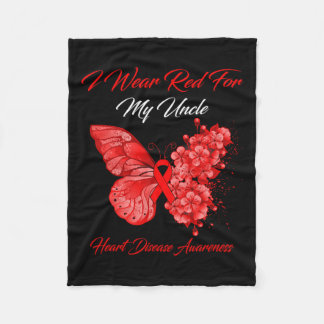 I Wear Red For My Uncle Heart Disease Awareness Fleece Blanket