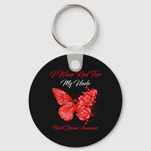 I Wear Red For My Uncle Heart Disease Awareness  Keychain