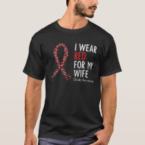 I Wear Red For My Wife Stroke Awareness Survivor W T-Shirt