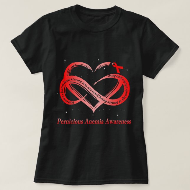 I Wear Red For Pernicious Anemia Awareness Warrior T-Shirt (Design Front)