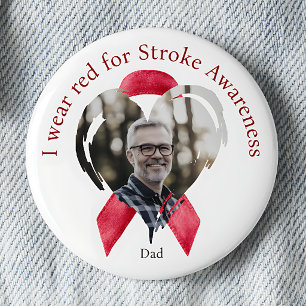 I Wear Red for Stroke Awareness Photo Button