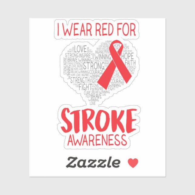 I Wear Red For Stroke Awareness Sticker (Sheet)
