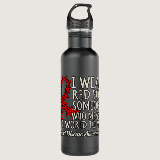 I Wear Red Heart Disease Awareness Survivor Graphi Stainless Steel Water Bottle