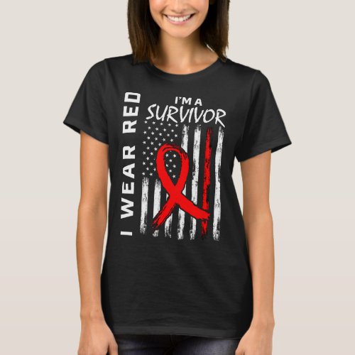 I Wear Red Heart Disease Survivor Gifts Awareness  T_Shirt