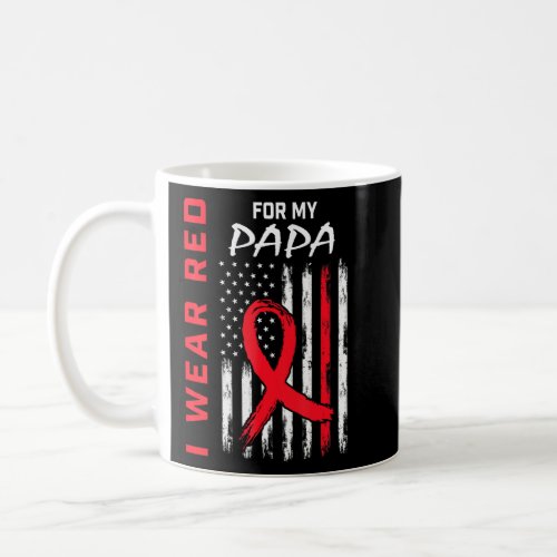 I Wear Red Papa Heart Disease Awareness Flag Match Coffee Mug