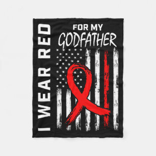 I Wear Red Ribbon For Godfather Heart Disease Awar Fleece Blanket