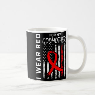 I Wear Red Ribbon For Godmother Heart Disease Awar Coffee Mug