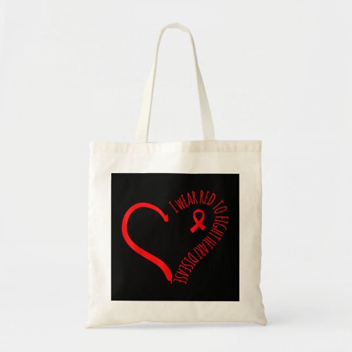 I wear red to fight Heart Disease awareness red ri Tote Bag