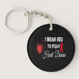 I wear Red To Fight Heart Disease Keychain