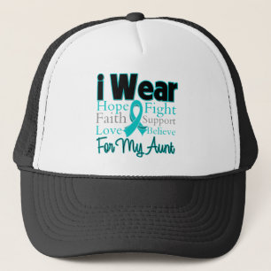 I Wear Ribbon Collage Aunt - Ovarian Cancer Trucker Hat