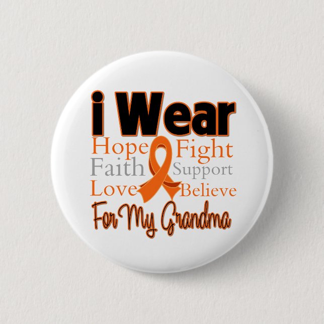 I Wear Ribbon Collage Grandma - Leukemia Pinback Button (Front)