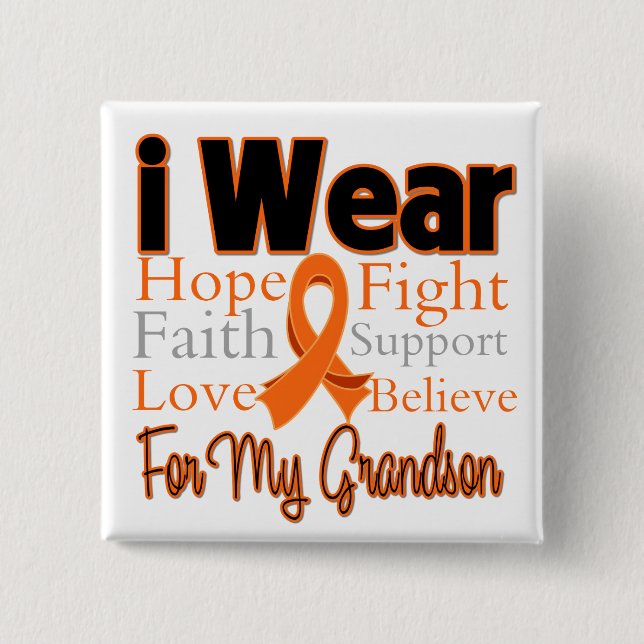 I Wear Ribbon Collage Grandson - Leukemia Pinback Button (Front)