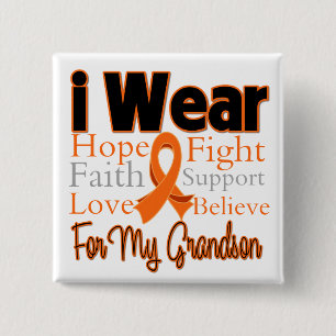 I Wear Ribbon Collage Grandson - Leukemia Pinback Button