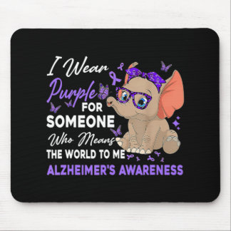I Wear Ribbon Purple Elephant Cute Alzheimer's Awa Mouse Pad