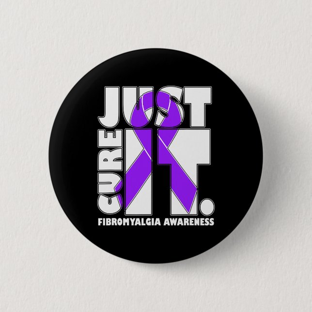I Wear Ribbon Purple Fibromyalgia Awareness  Button (Front)