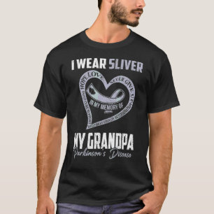 I Wear Silver For My Grandpa Parkinson's Heart T-Shirt