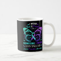 I Wear Teal &amp; Purple Butterfly Suicide Prevent Coffee Mug