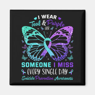 I Wear Teal & Purple Butterfly Suicide Prevent Magnet