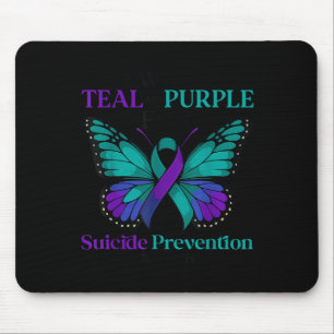 I Wear Teal &amp; Purple Butterfly Suicide Prevent Mouse Pad