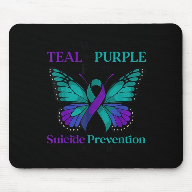 I Wear Teal &amp; Purple Butterfly Suicide Prevent Mouse Pad (Front)
