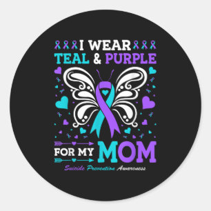 I Wear Teal & Purple For My Mom  Classic Round Sticker