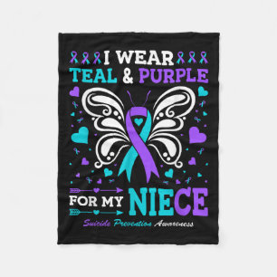 I Wear Teal & Purple For My Niece Fleece Blanket