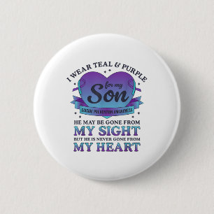 I Wear Teal &amp; Purple For My Son Suicide Preven Button