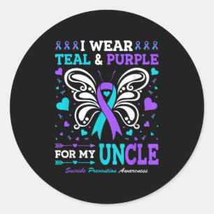 I Wear Teal & Purple For My Uncle  Classic Round Sticker