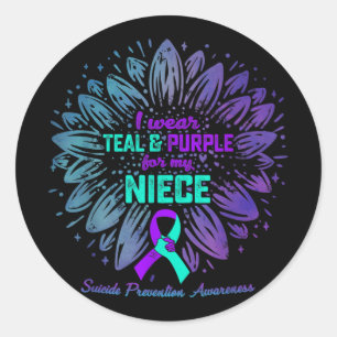 I Wear Teal & Purple For Niece Suicide Prevent Classic Round Sticker