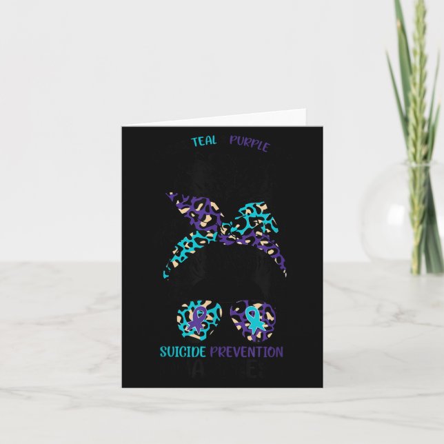 I Wear Teal &amp; Purple For Suicide Prevention Aw Card (Front)