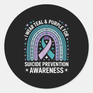 I Wear Teal & Purple For Suicide Prevention Aw Classic Round Sticker