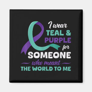 I Wear Teal & Purple For Suicide Prevention Aw Magnet
