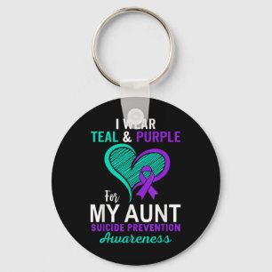 I Wear Teal & Purple In Memory Of My Aunt Suic Keychain