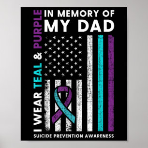 I Wear Teal & Purple In Memory Of My Dad Suici Poster