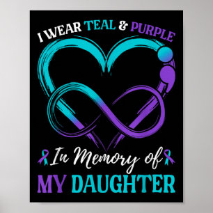 I Wear Teal & Purple In Memory Of My Daughter Poster
