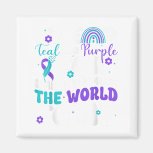 I Wear Teal &amp; Purple Suicide Prevention Awaren Magnet