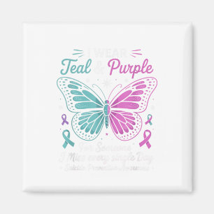 I Wear Teal & Purple Suicide Prevention Awaren Magnet