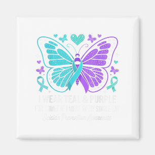 I Wear Teal & Purple Suicide Prevention Awaren Magnet