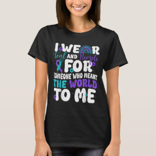 I Wear Teal & Purple Suicide Prevention Awaren T-Shirt