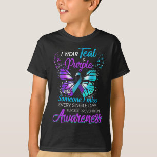 I Wear Teal & Purple Suicide Prevention Awaren T-Shirt