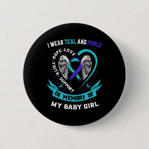 I Wear Teal And Purple By Suicide Awareness Ribbon Button