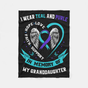 I Wear Teal And Purple For Granddaughter Suicide A Fleece Blanket