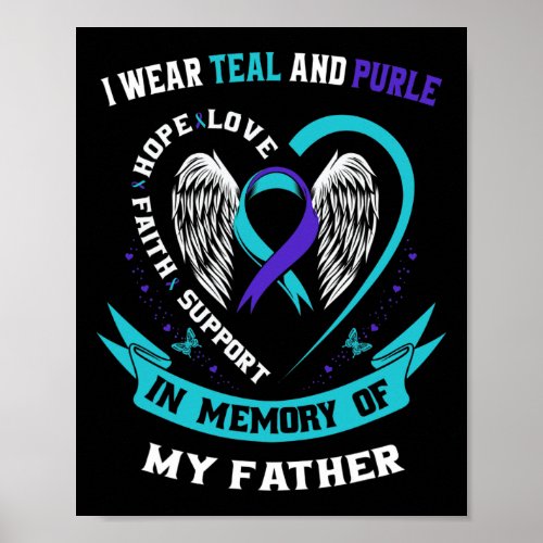 I Wear Teal and Purple For My Dad Father Suicide A Poster