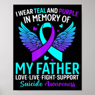 I Wear Teal And Purple For My Father Prevention Poster
