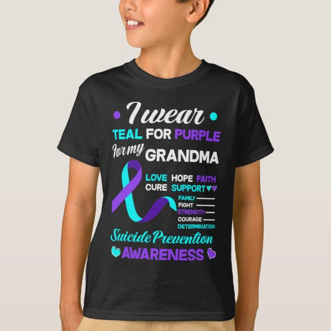 I Wear Teal and Purple For My Grandma Suicide Prev T-Shirt (Front)