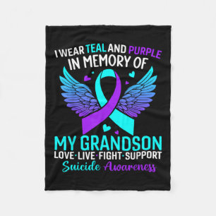 I Wear Teal And Purple For My Grandson Suicide Pre Fleece Blanket