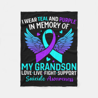 I Wear Teal And Purple For My Grandson Suicide Pre Fleece Blanket